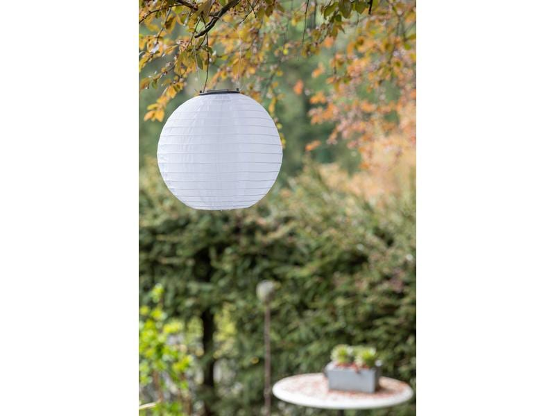 COCON Lampion LED Solar, Weiss Dekorative Beleuchtung für den Balkon, die Terrasse oder den Garten