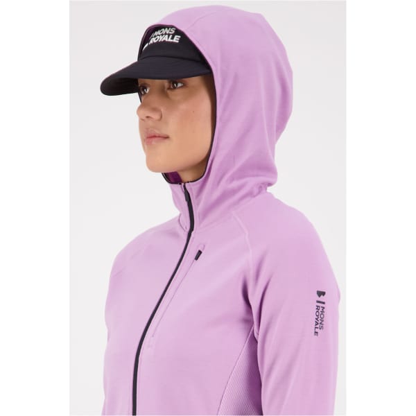 Veste polaire MONS ROYALE MONS ROYAL WMNS APPROACH MERINO GRIDLOCK HOOD ORCHID / BLACK