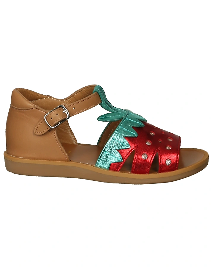 Leder-Sandalen POPPY – BERRY in bunt