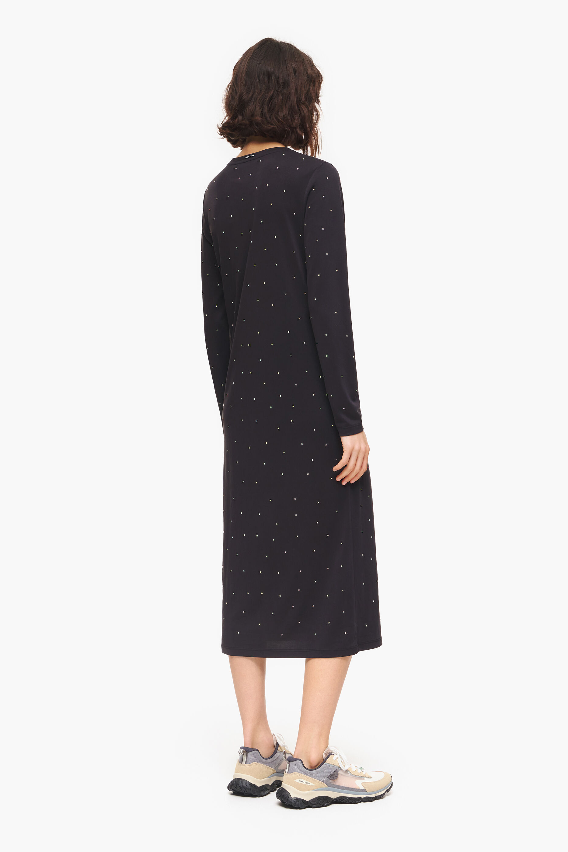 Vestido fluido com brilhos antracite