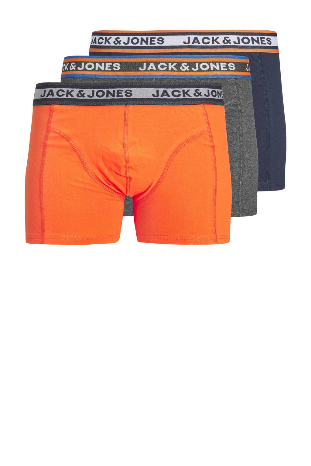 boxershort JACMYLE - set van 3 oranje/grijs/blauw