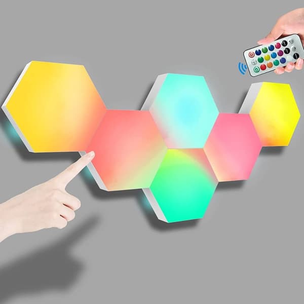 LED Veggbelysning Hexagon / Honeycomb / Quantum med fjernkontroll - 6 Moduler