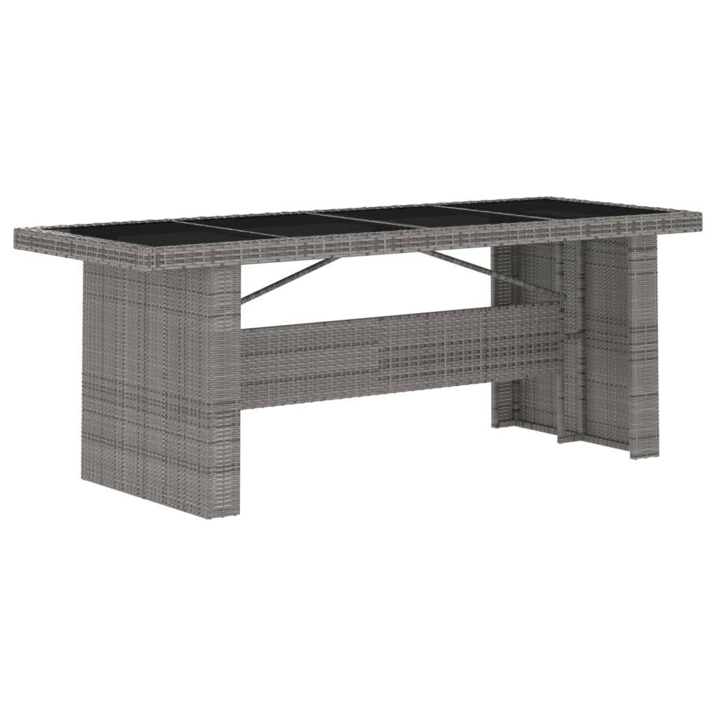 Mobilier à dîner jardin 9 pièces avec coussins résine tressée gris