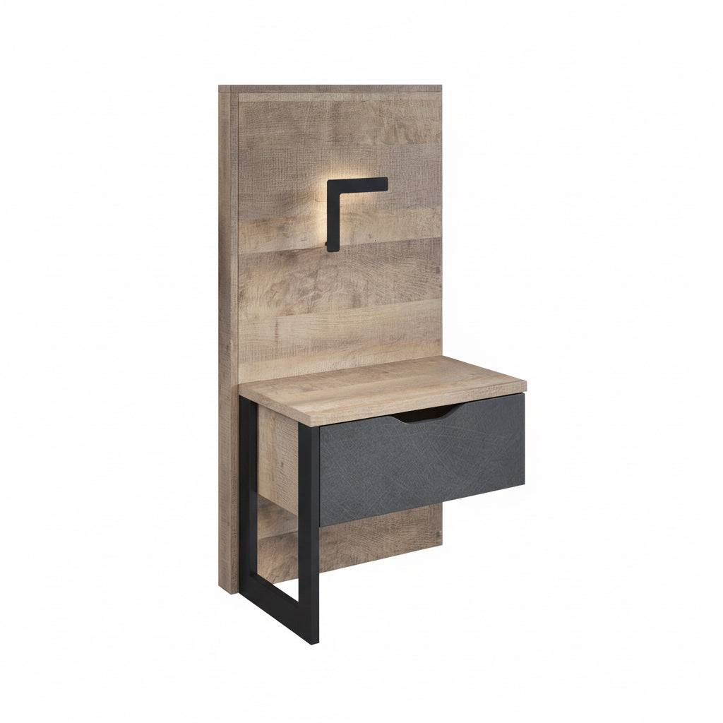 Acasia - Nachtkastje set van 2 - Grijs/eiken - 52x37x100 cm
