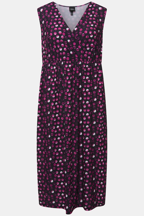 Jerseykleid, Punkte, A-Linie, V-Ausschnitt, ärmellos