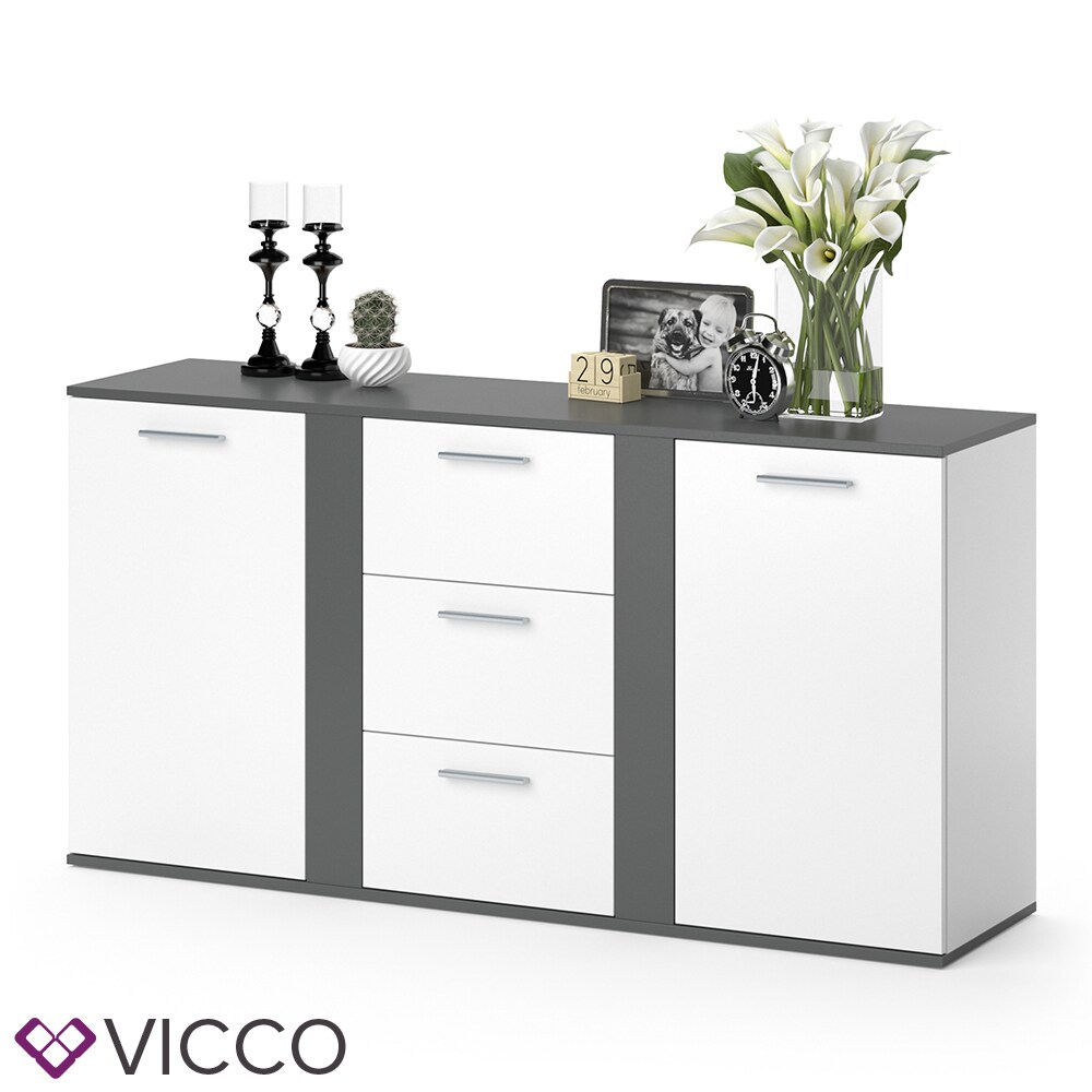 VICCO Sideboard NOVELLI Highboard weiß sonoma Kommode Anrichte Schrank 2 Türen