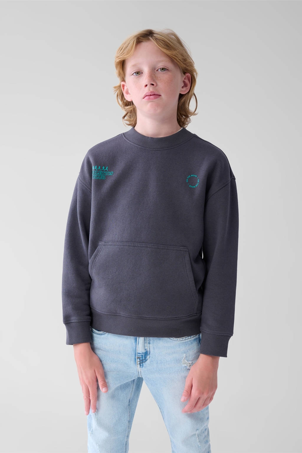 Shoeby sweater met tekst donkergrijs