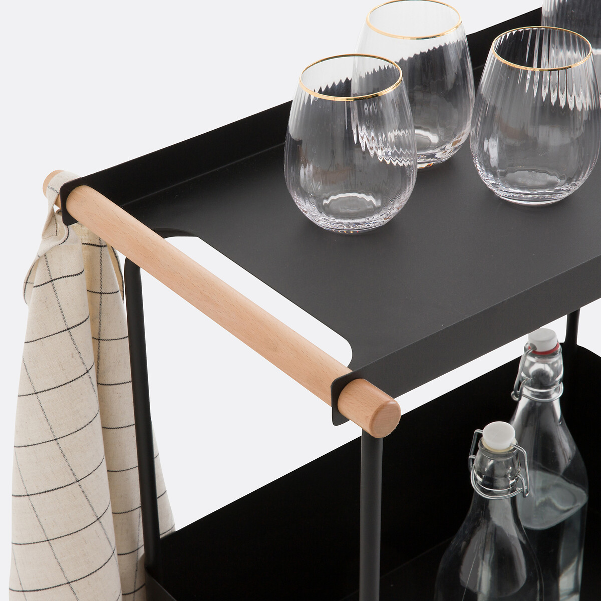 SO'HOME<br>Estante de armazenamento com rodas, em aço preto, Elkim