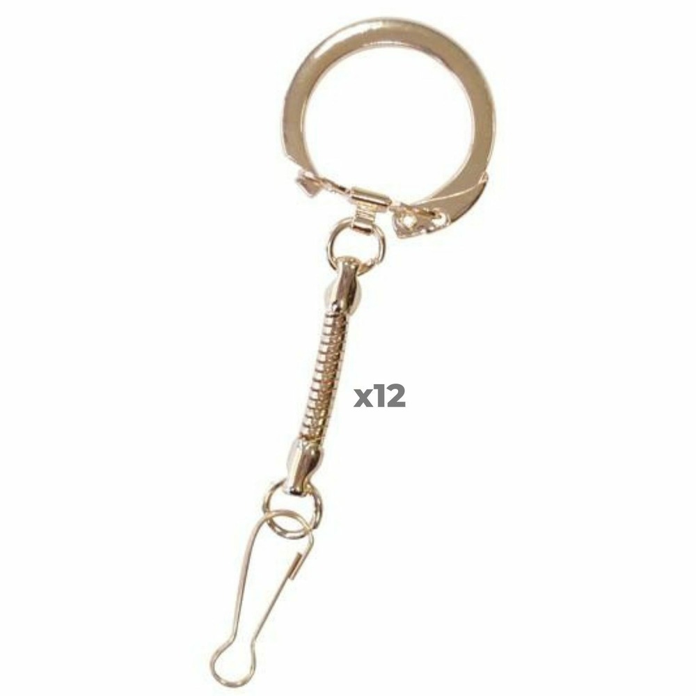 12 porte-clés avec mousqueton doré 6 cm