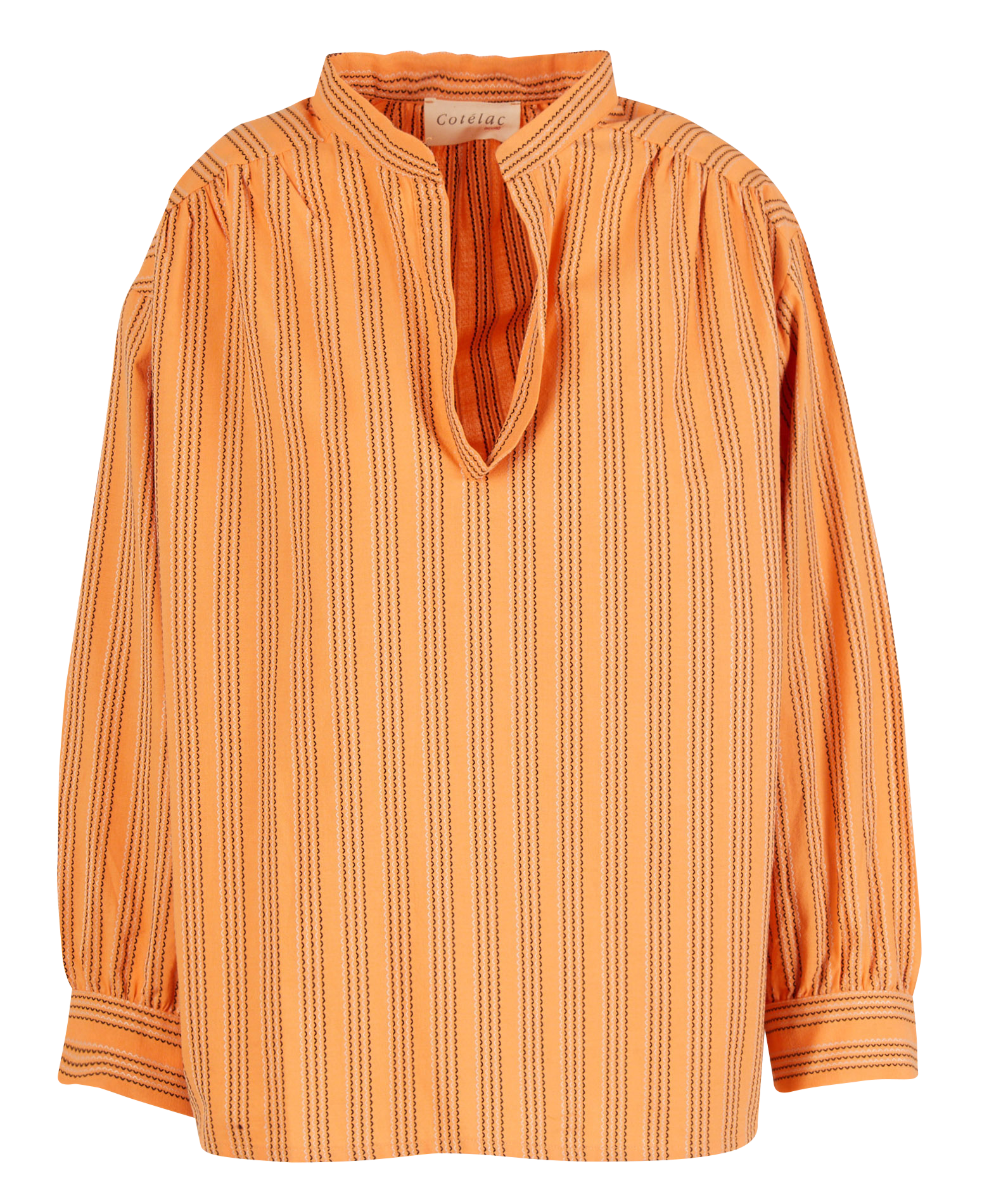 ZOFIA - Blouse oversized rayée en coton mélangé | Orange