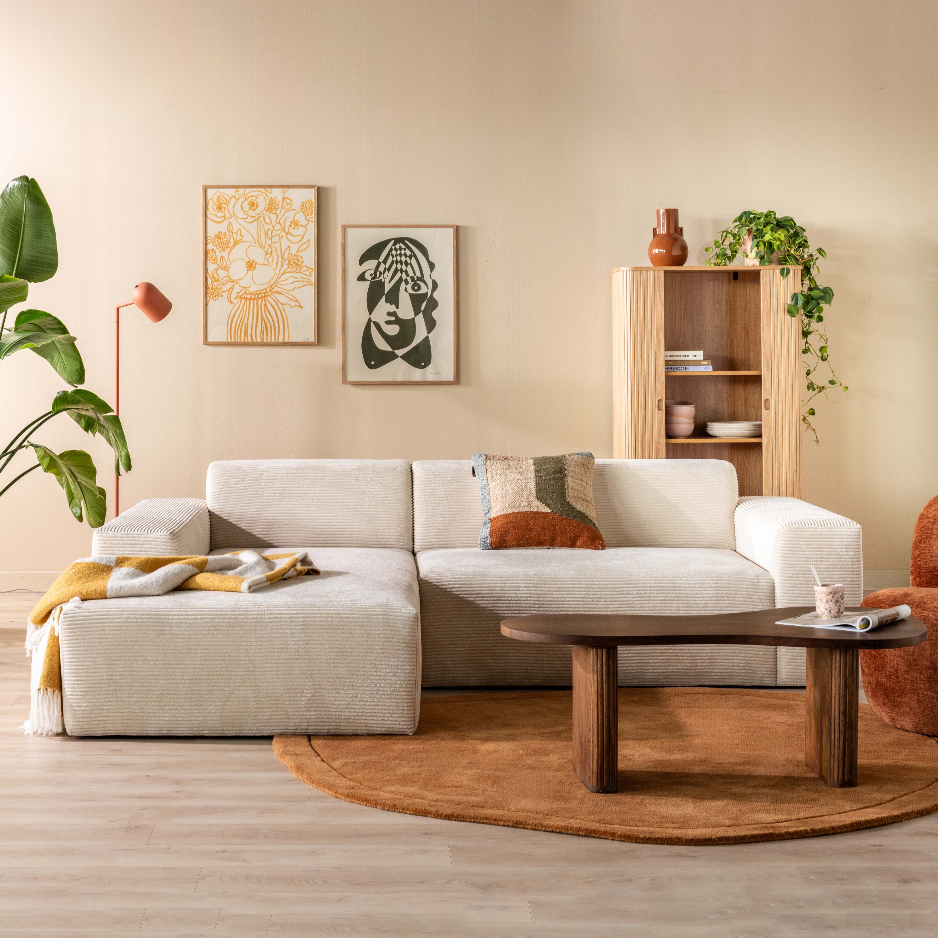 NADUVI Collection Nina Hoekbank Links - Ribstof - CrÃ¨me