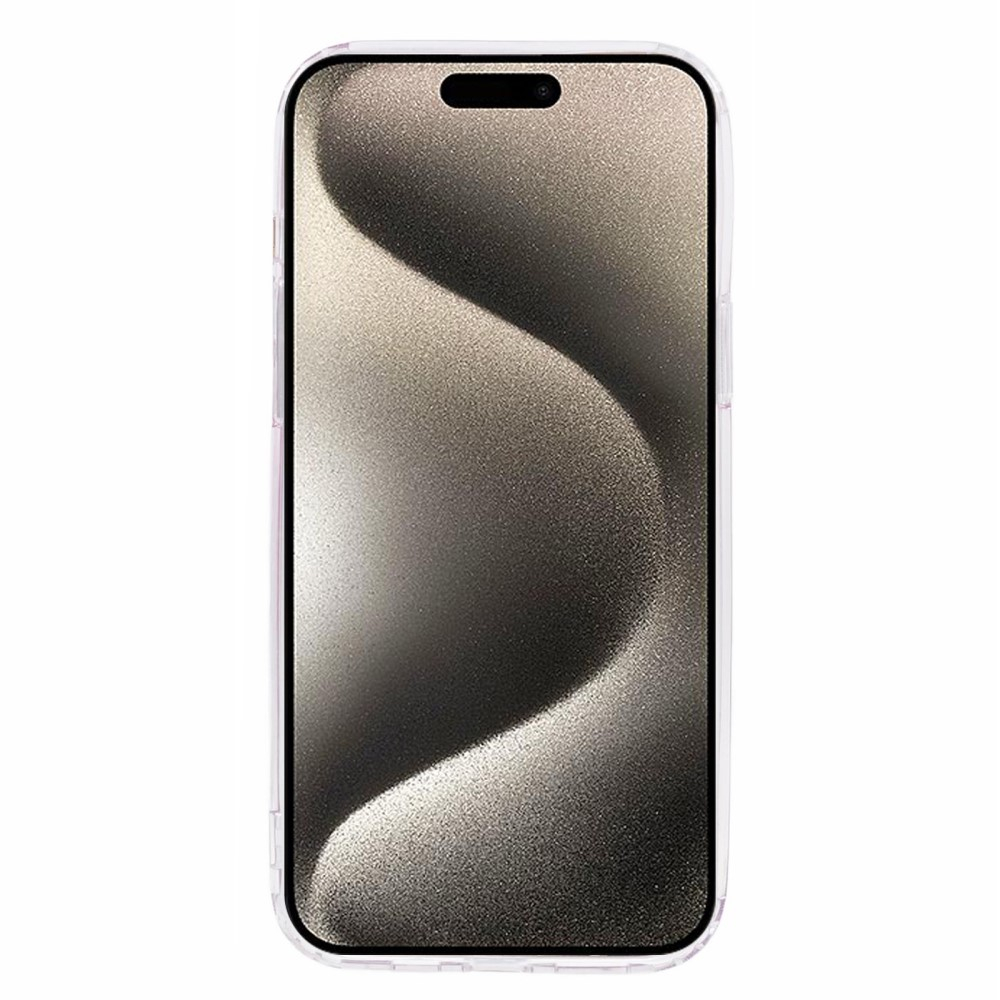 iPhone 15 Pro MagSafe Hülle mit Acryl Rückseite und Farbverlauf im Glitzer Design - Rosa