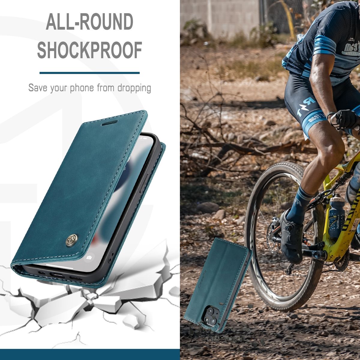 Hülle Handy Schutz für Apple iPhone 13 Case Flip Cover Tasche Etuis Bumper Blau