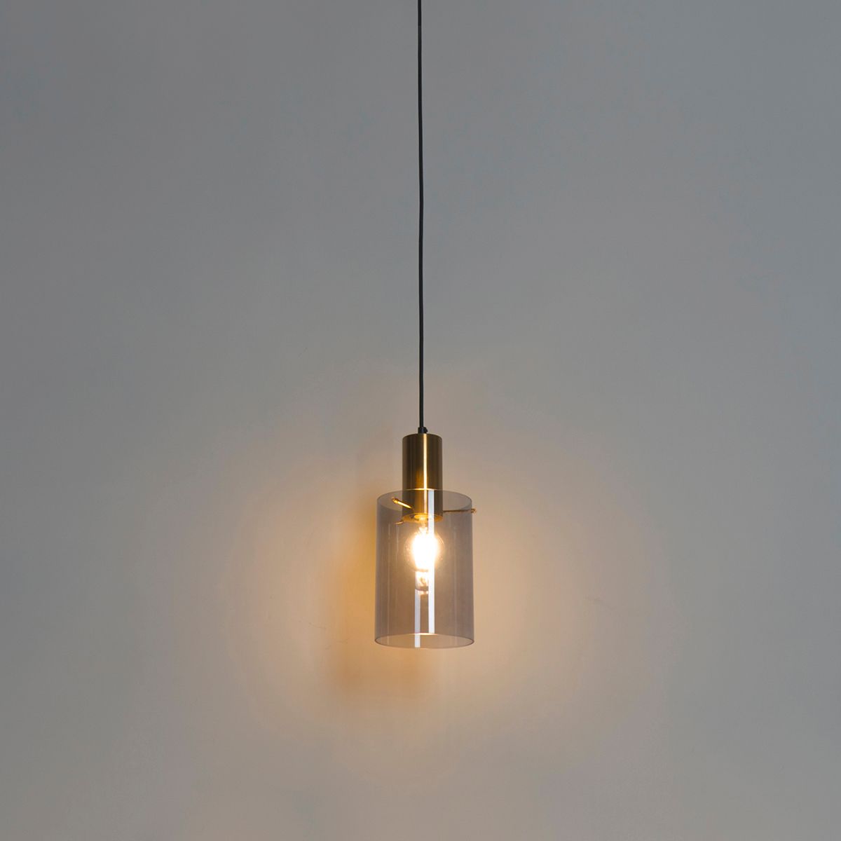 Smart hanglamp messing met smoke glas incl. Wifi A60 - Vidra
