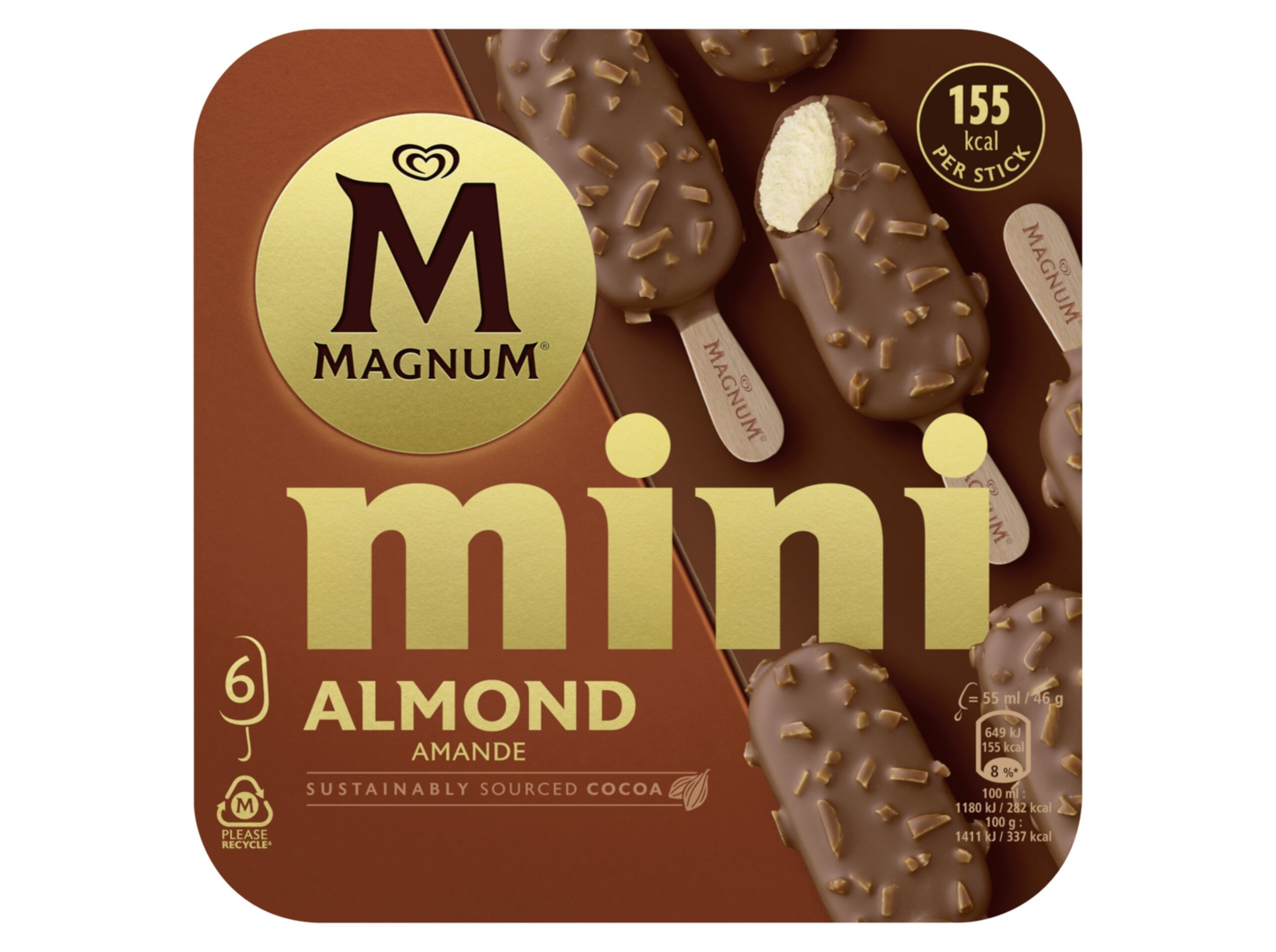 GELADO MAGNUM MULTIPACK MINI AMÊNDOAS 6X55ML