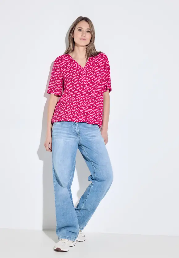 Viskose Printbluse - pink sorbet