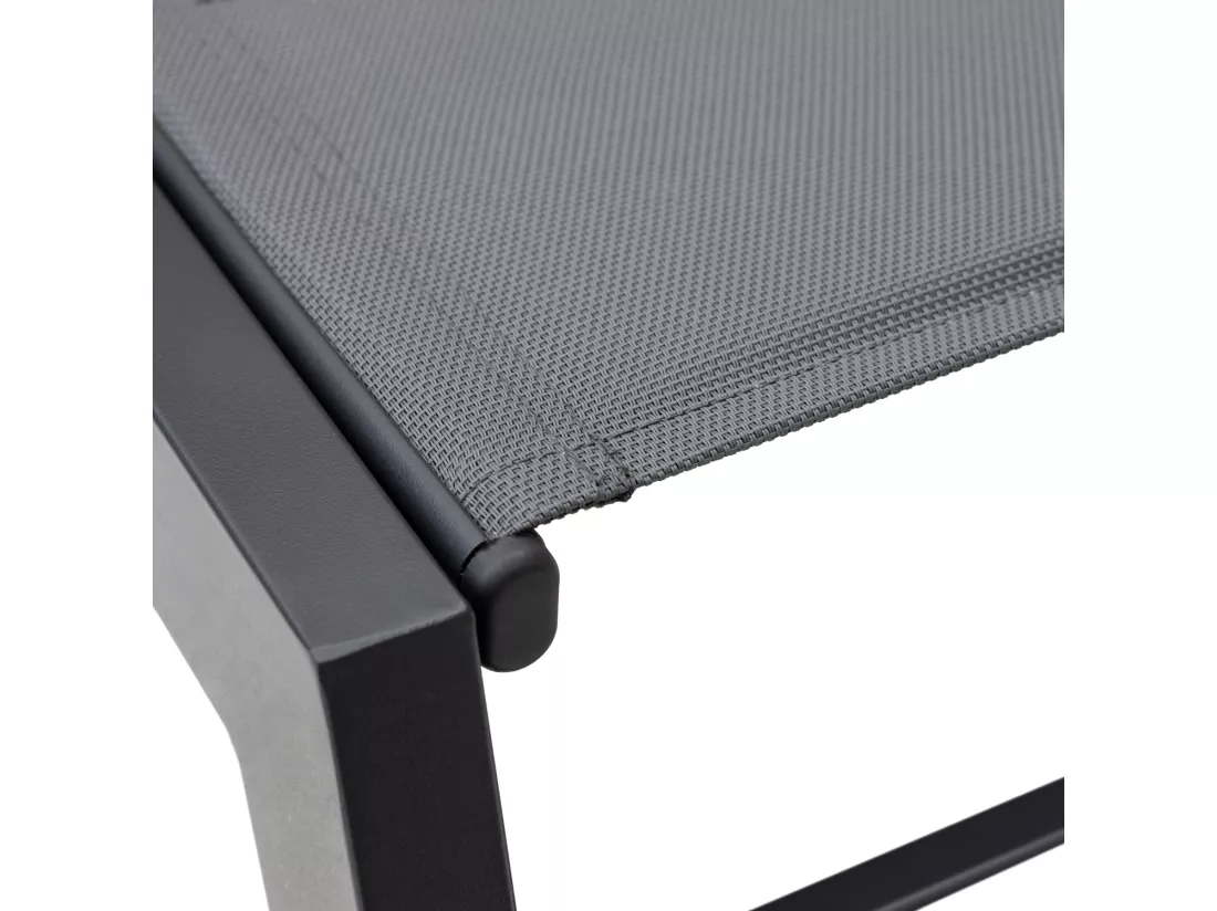 Set bain de soleil et table d'appoint BARBADOS en textilène gris - aluminium gris anthracite - HAPPY GARDEN