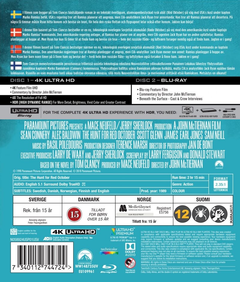 The Hunt For Red October - 4K Ultra HD Blu-Ray