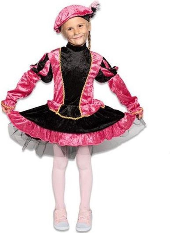 Kostuum - Velours De Panne - Jurkje - Petticoat - Baret Met Struisveer