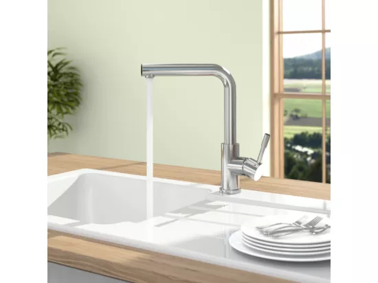 Robinet cuisine VILLEROY ET BOCH Modern Steel acier massif poli