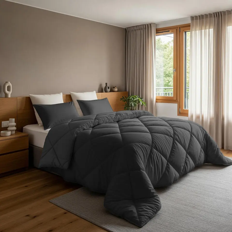 Dekbed zonder Overtrek Diamond 200x200 – Met Kussenslopen – Wasbaar – Antraciet