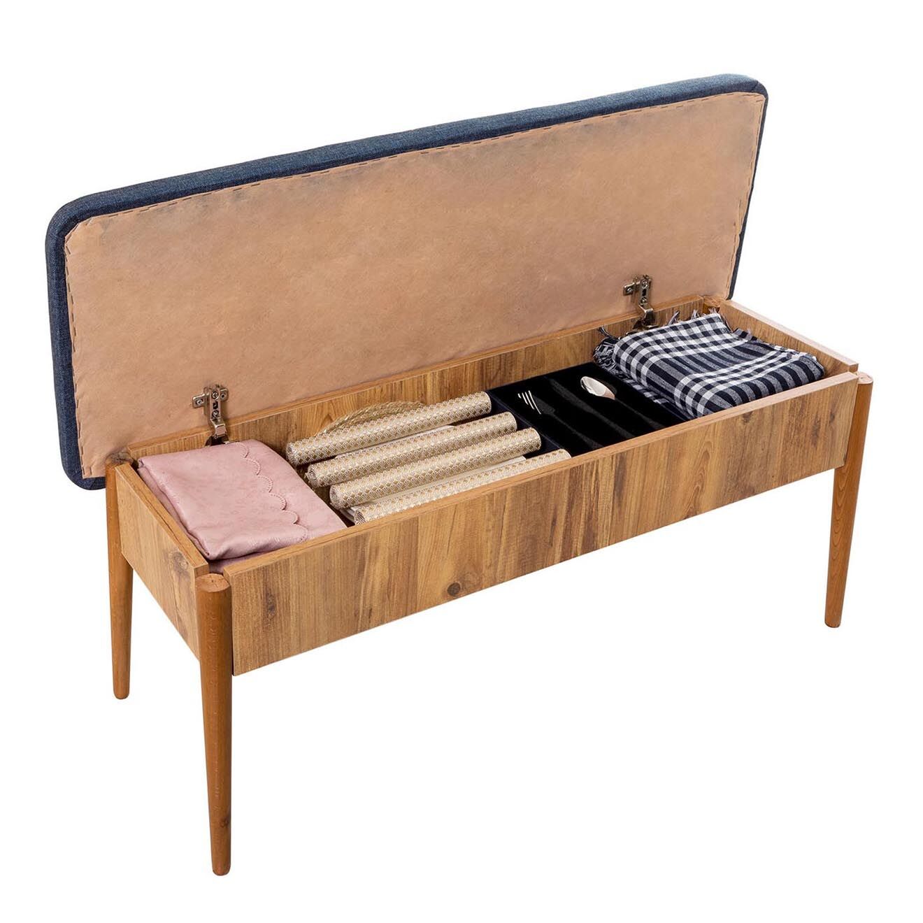 Homitis Ensemble Table + 2 Chaises + 2 Bancs Vina 1048 beige/bleu foncé