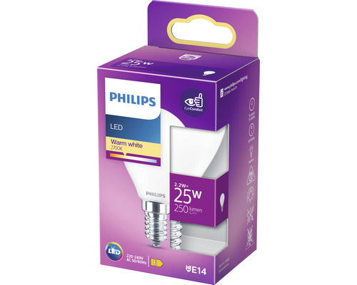 LED druppellamp P45 mat E14/2,2W (25W) 250 lm 2700K warm wit