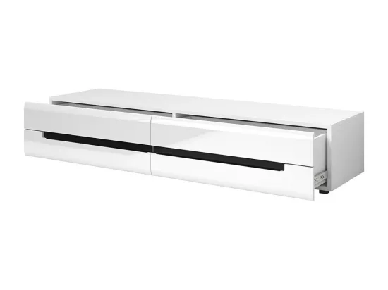 Meuble TV LUCIA avec 2 tiroirs - Blanc brillant - 180 x 34 x 50 cm