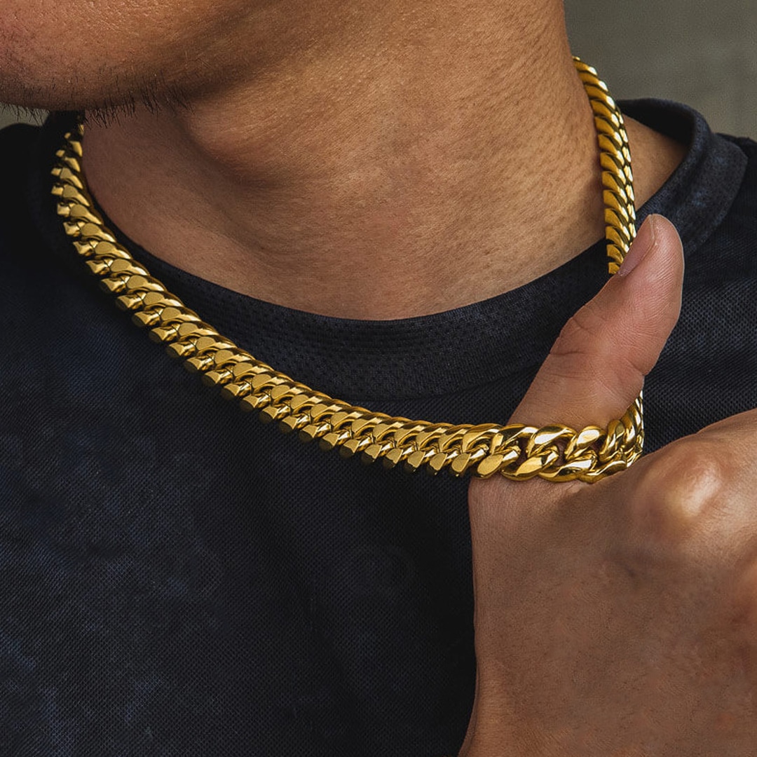 12mm Cuban Link Panzerkette vergoldet