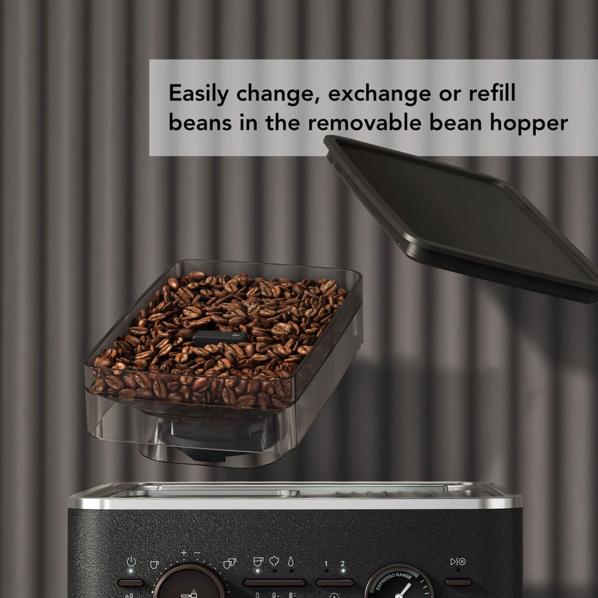 Bønnebeholder for semiautomatiske espressomaskiner