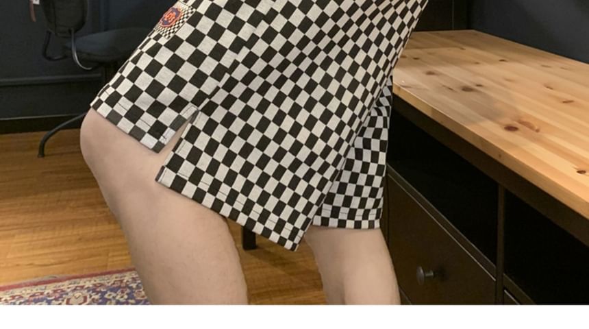 emeisa - Wijde shorts met trekkoord in de taille en checkerboardprint