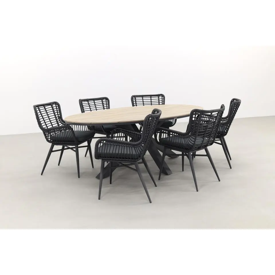 Garden Impressions Jasmine - Black/Edison 220x115 cm. - ovale tuinset