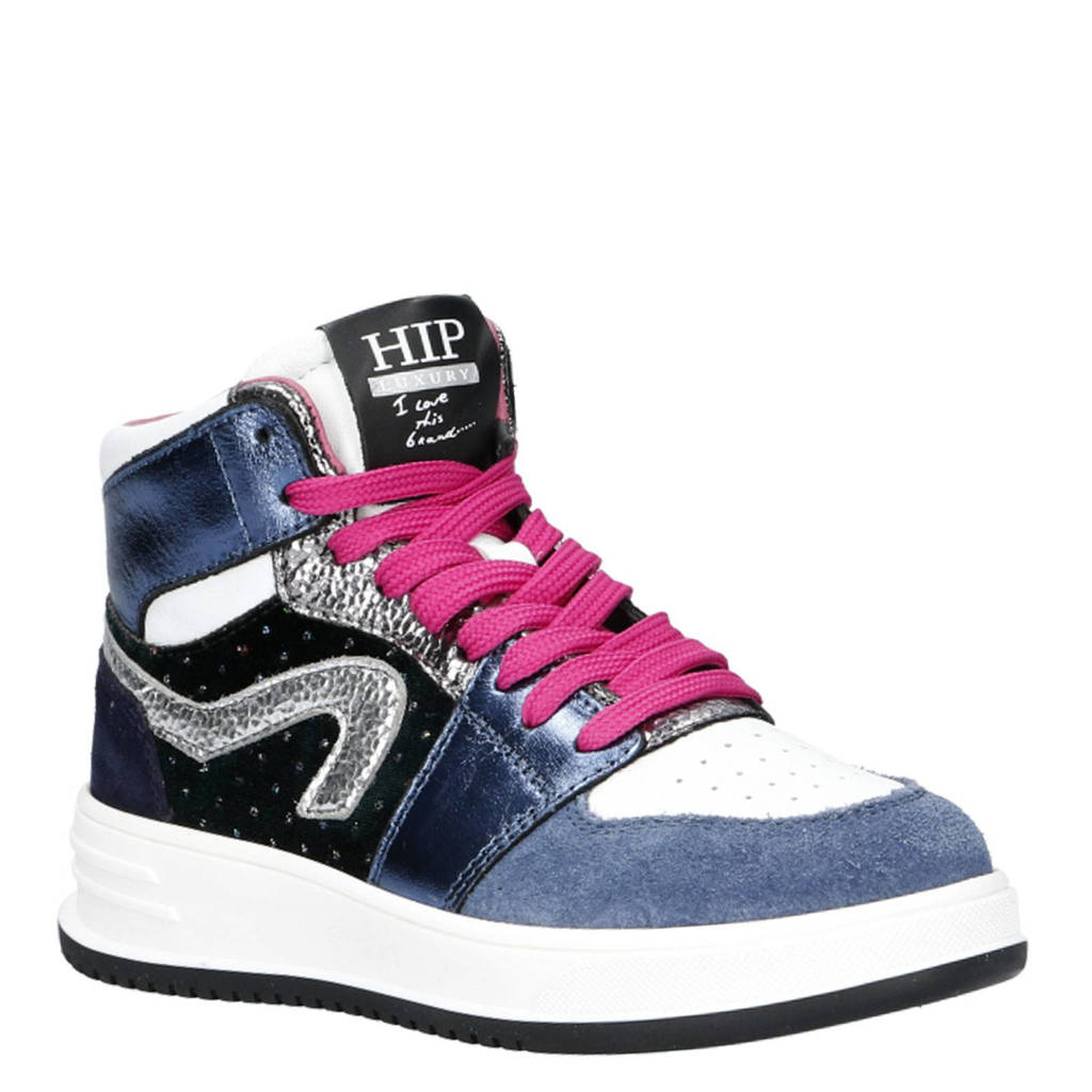 Hip leren sneakers roze/blauw