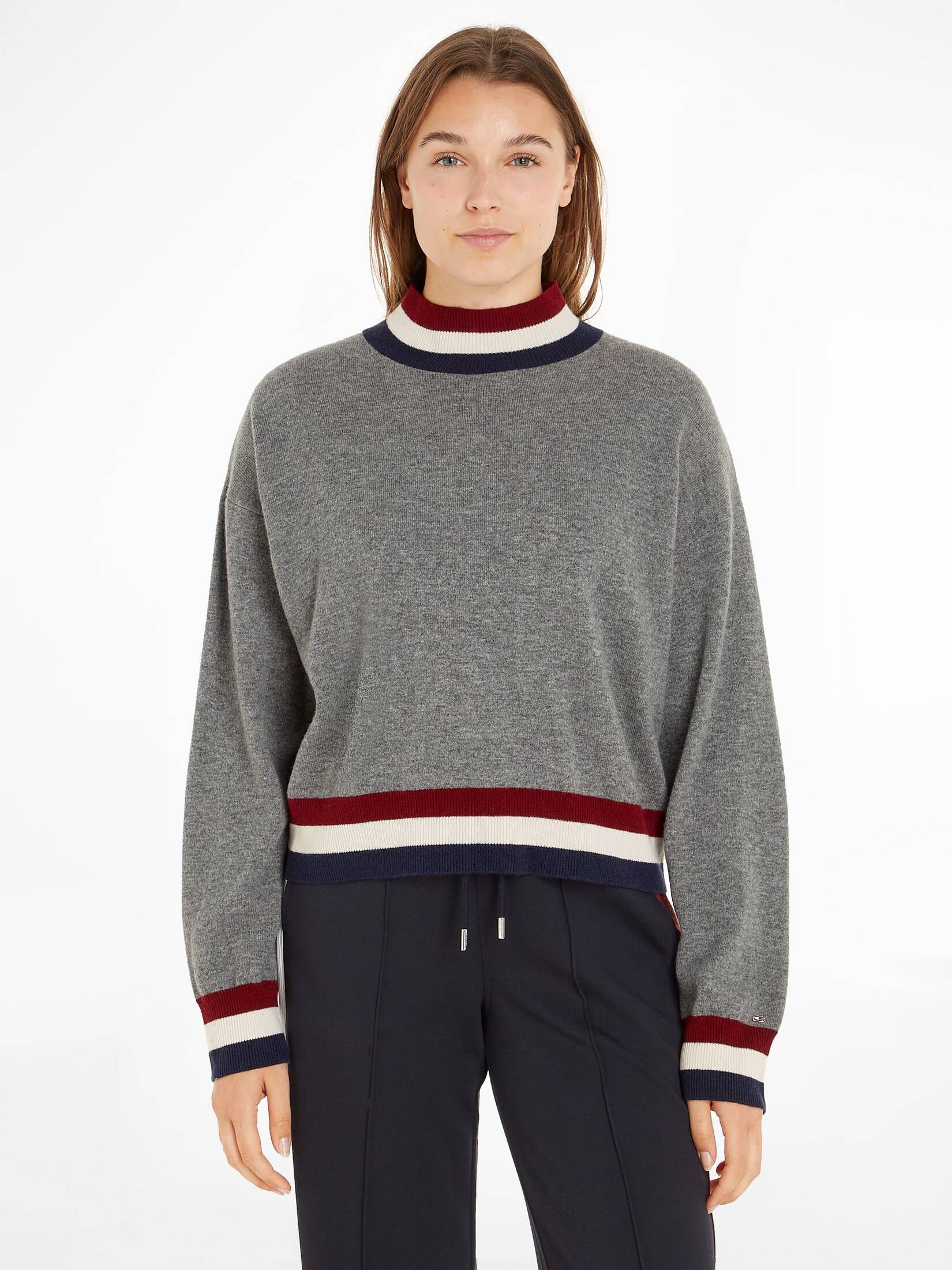 Tommy Hilfiger| Damen Strickpullover WOOL CASHMERE MOCK-NK SWT Relaxed Fit