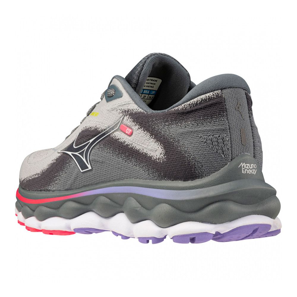 Mizuno WAVE SKY 7 - Chaussures running Femme pearl blue/white/high-vispink