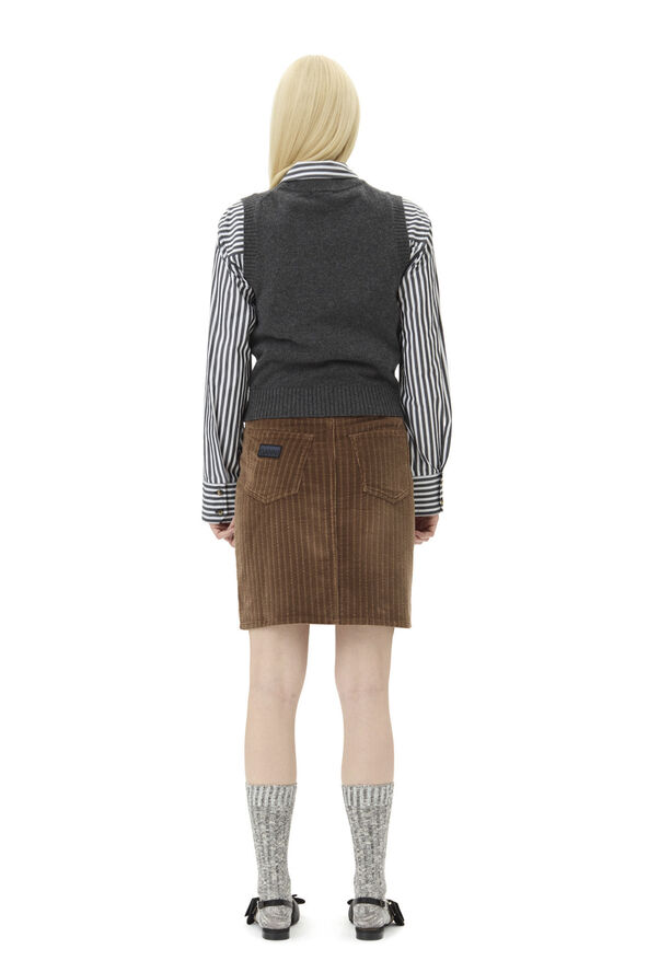 Ganni Graphic Wool Mix Cats Vest Gray quill
