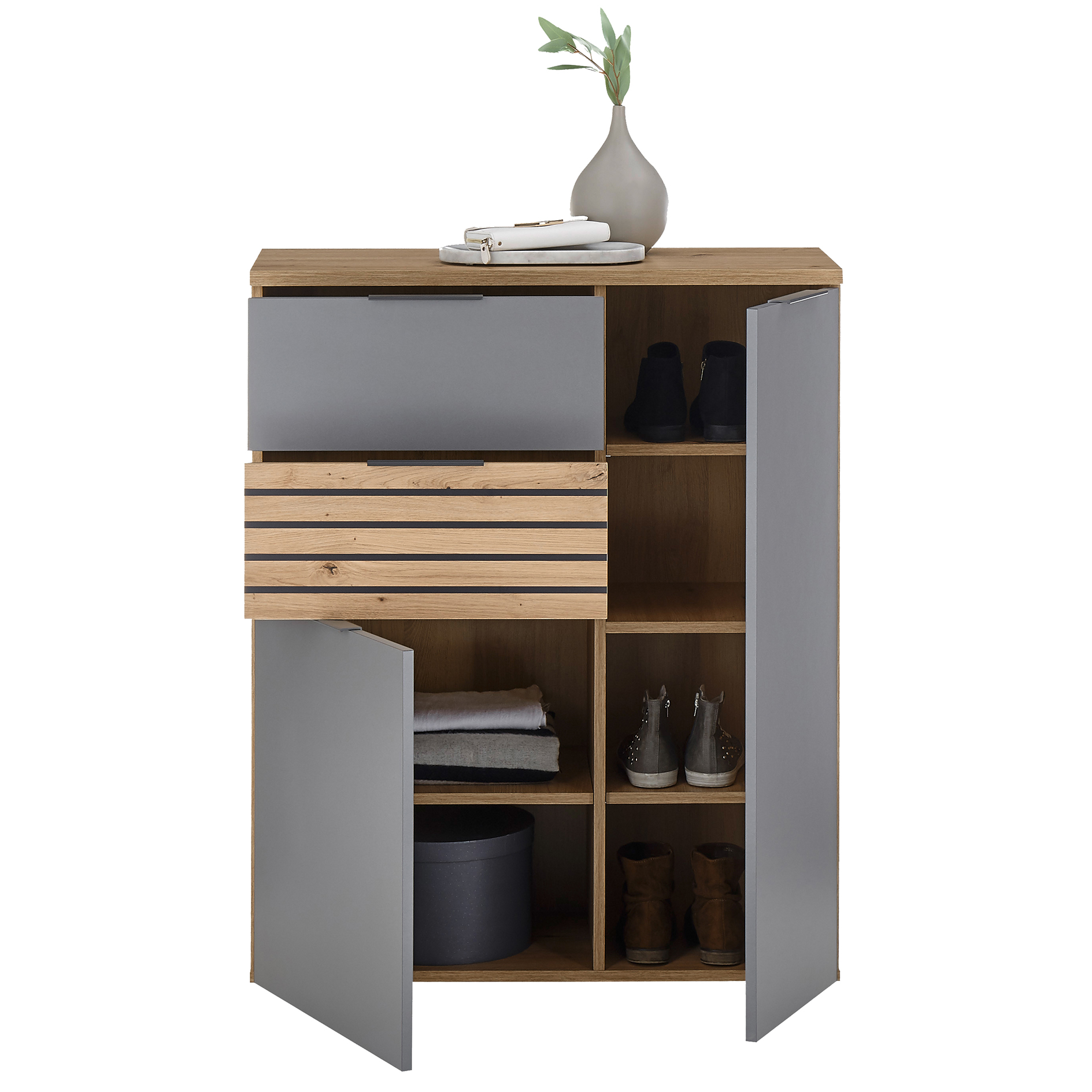 Garderobenkommode - Artisan Eiche - grau - 85 cm