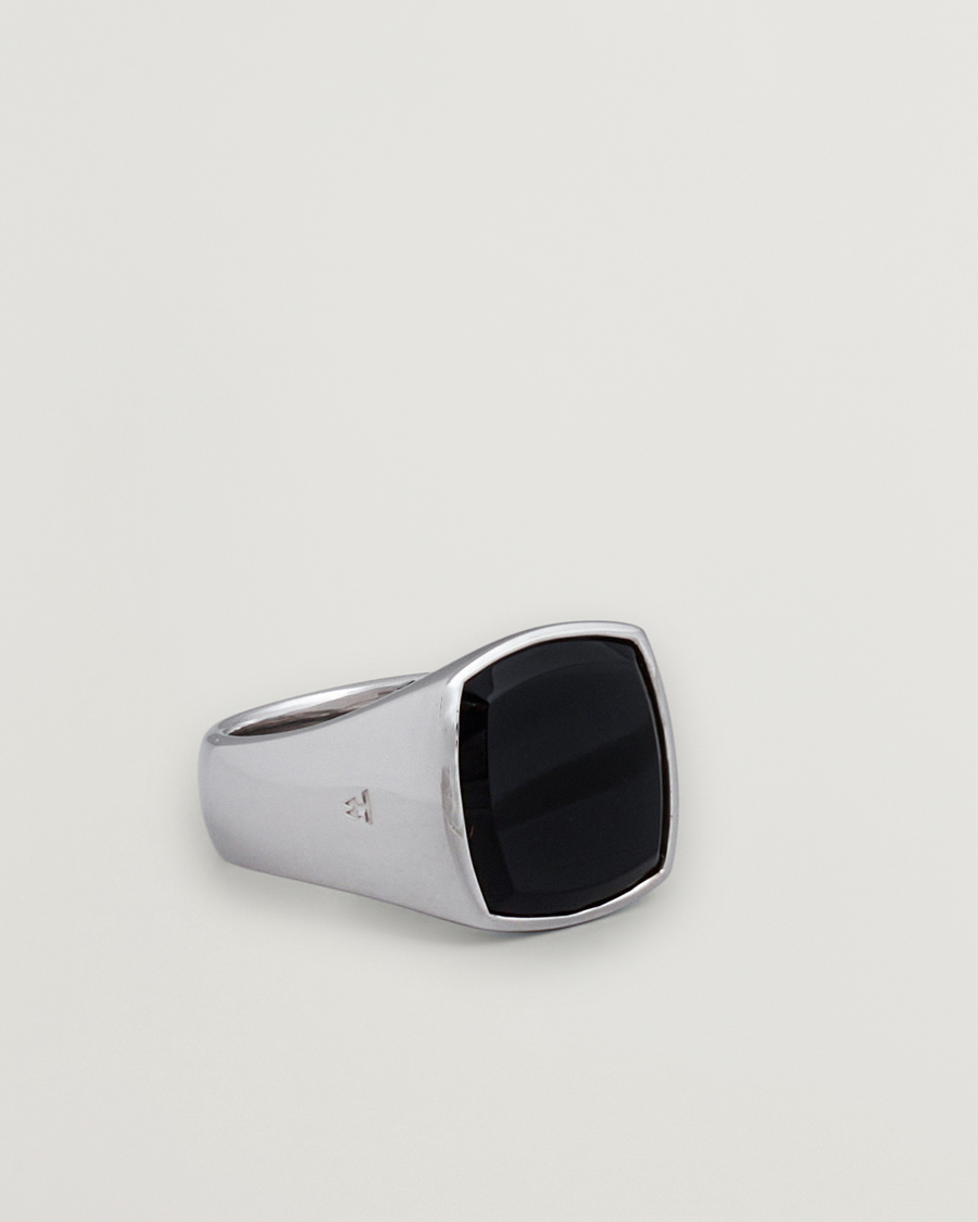 Tom Wood Cushion Polished Black Onyx Ring Silver