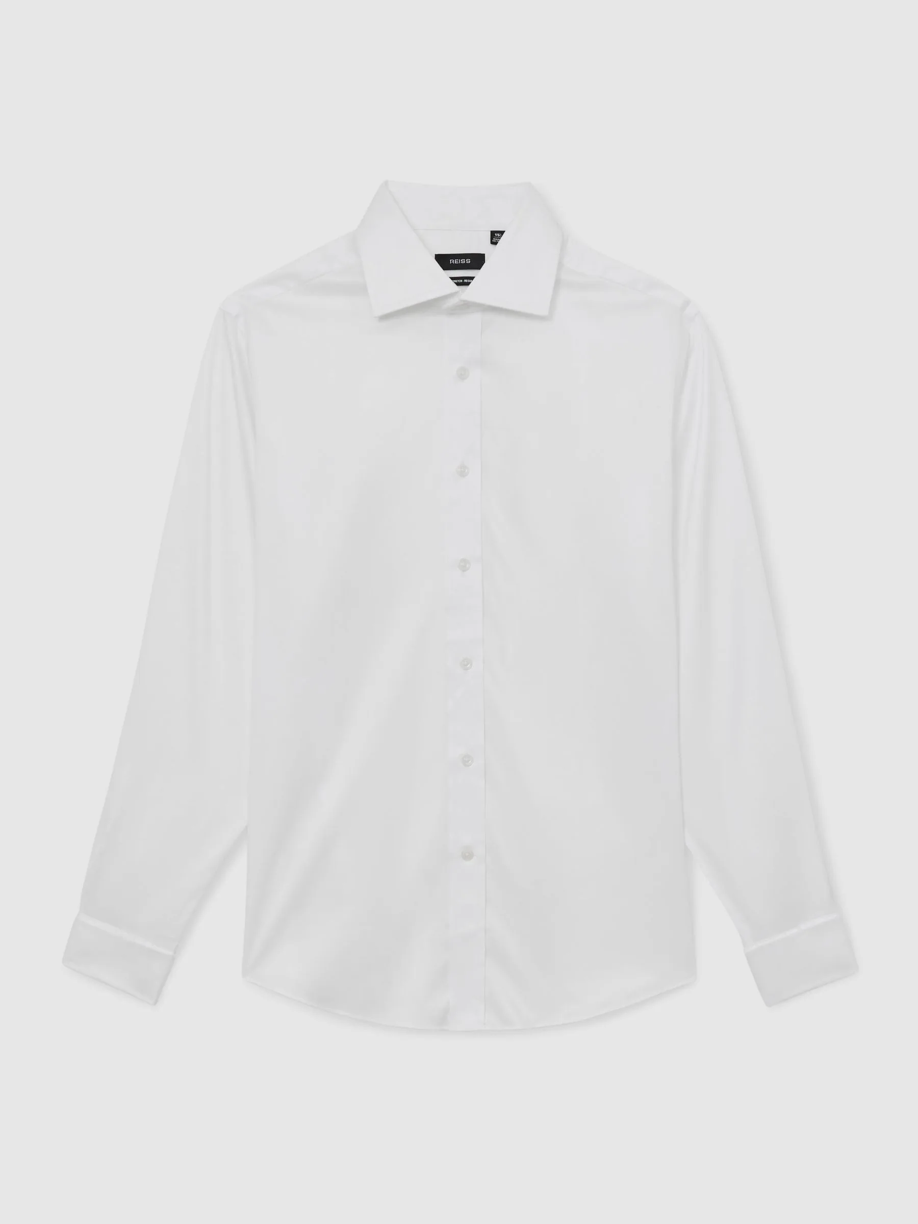 Wit - Normale Pasvorm - Reiss Bishopsgate Stretch Double-Cuff Shirt Cotton-Blend