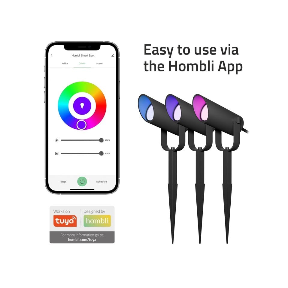 Hombli - Outdoor Smart Spot Light - Kit (3 pcs) Bundle withHombli Smart Bluetooth Bridge