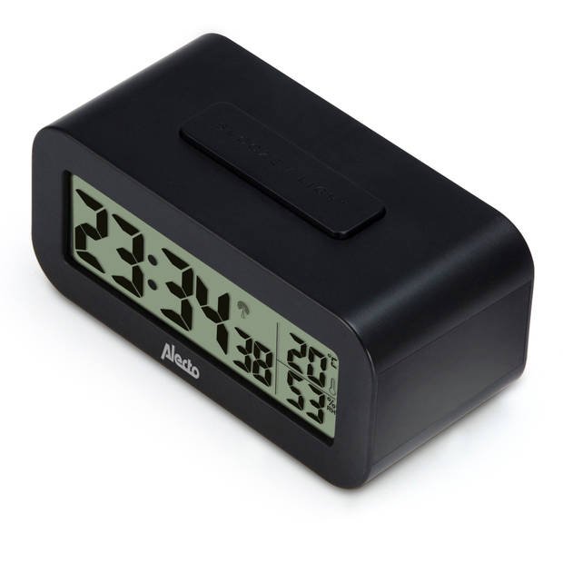 Wekker met thermometer en hygrometer Alecto Zwart