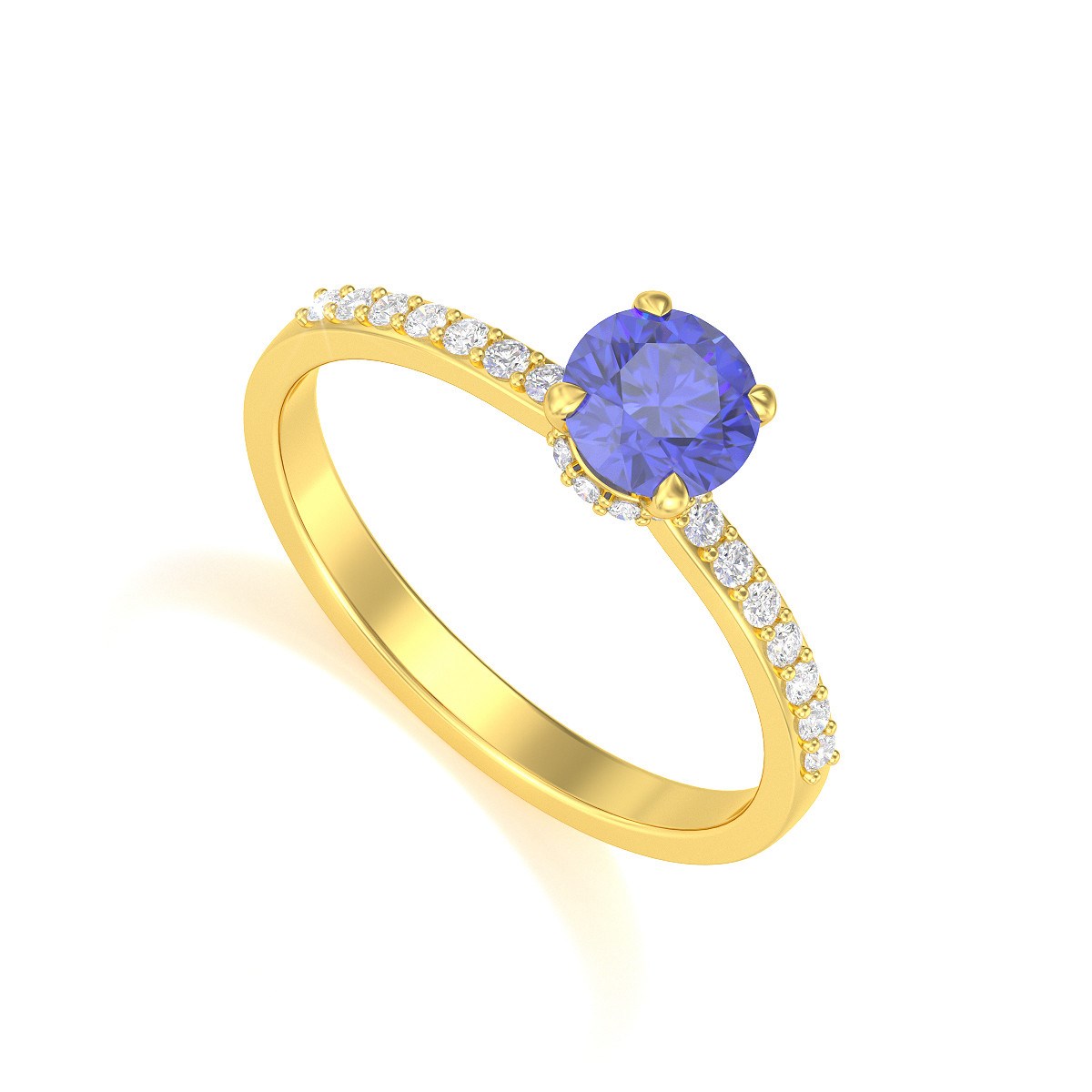 Bague ADEN Or 585 Jaune Tanzanite et diamants 2.4grs