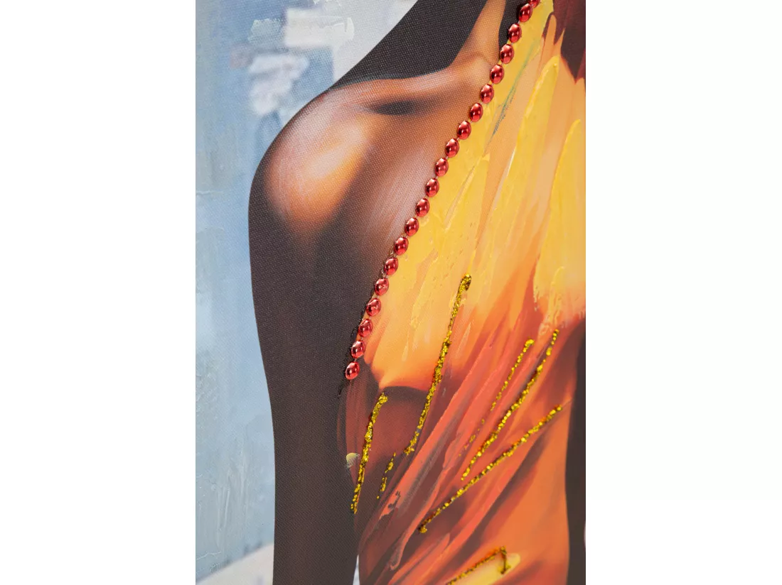Peinture de femme multicolore sur toile avec cadre 52x4,5x152 cm