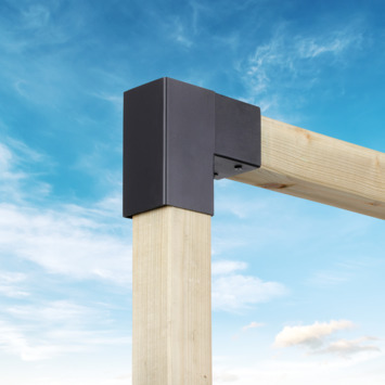 Paalverbinder voor pergola hoekstuk 2-kants 9x9 cm zwart