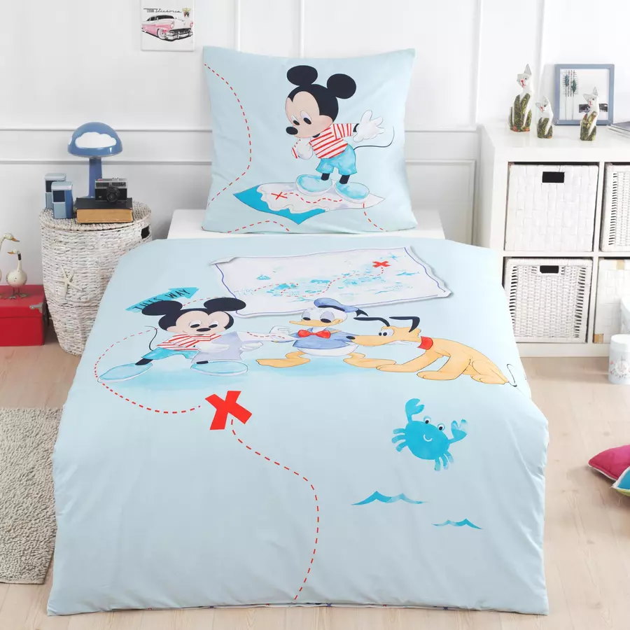 MTOnlinehandel Bettwäsche Kinder-Bettwäsche, 80x80 + 135x200 Mickey Maus