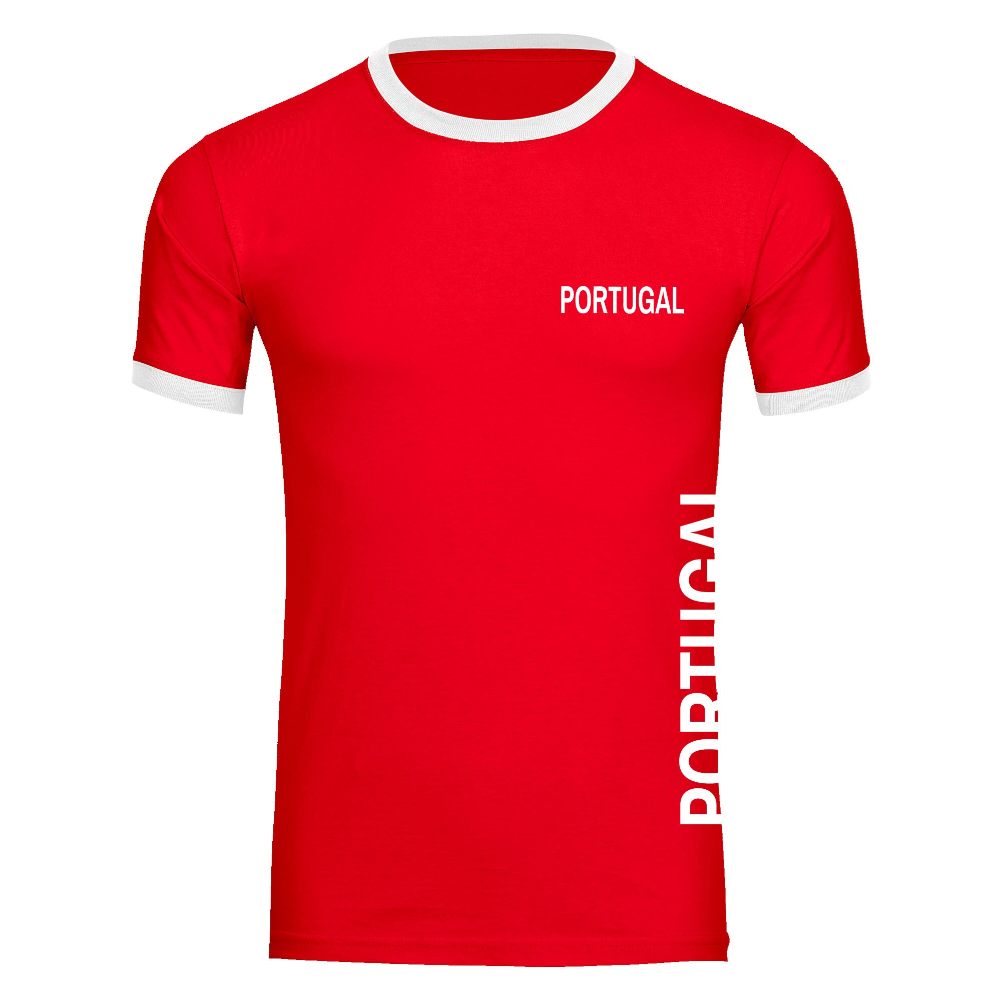multifanshop® Kontrast T-Shirt - Portugal - Brust & Seite - Druck weiß