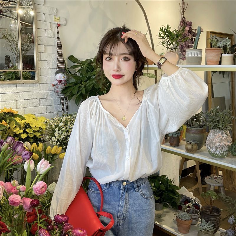 Shinsei - Effen blouse met 3/4 mouwen