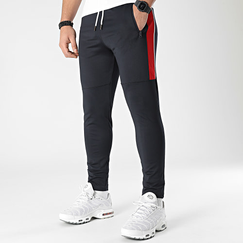 Pantalon Jogging Slim Fit Training Bande Mesh 0038 Bleu Marine Rouge