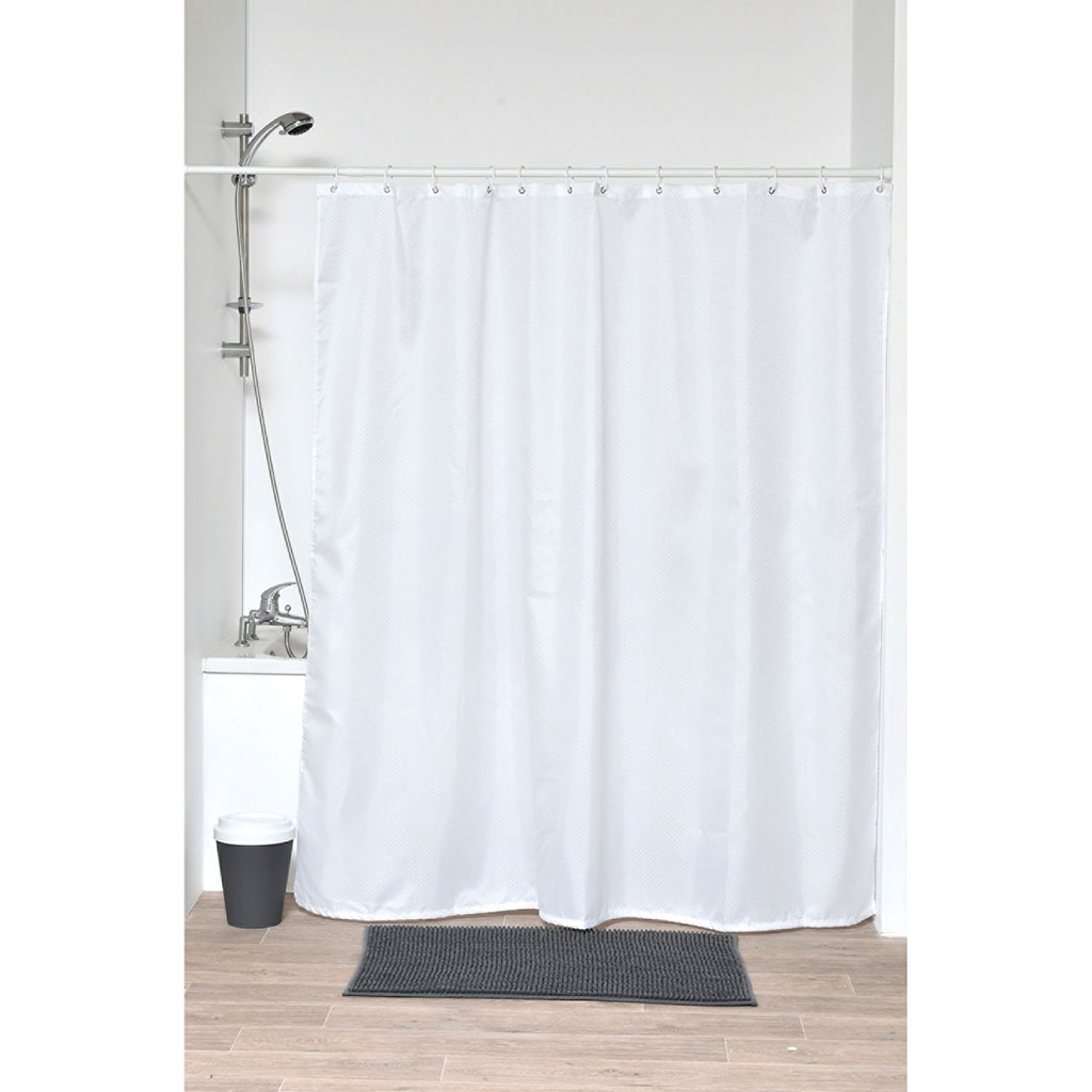 Rideau de douche polyester blanc 180x200cm