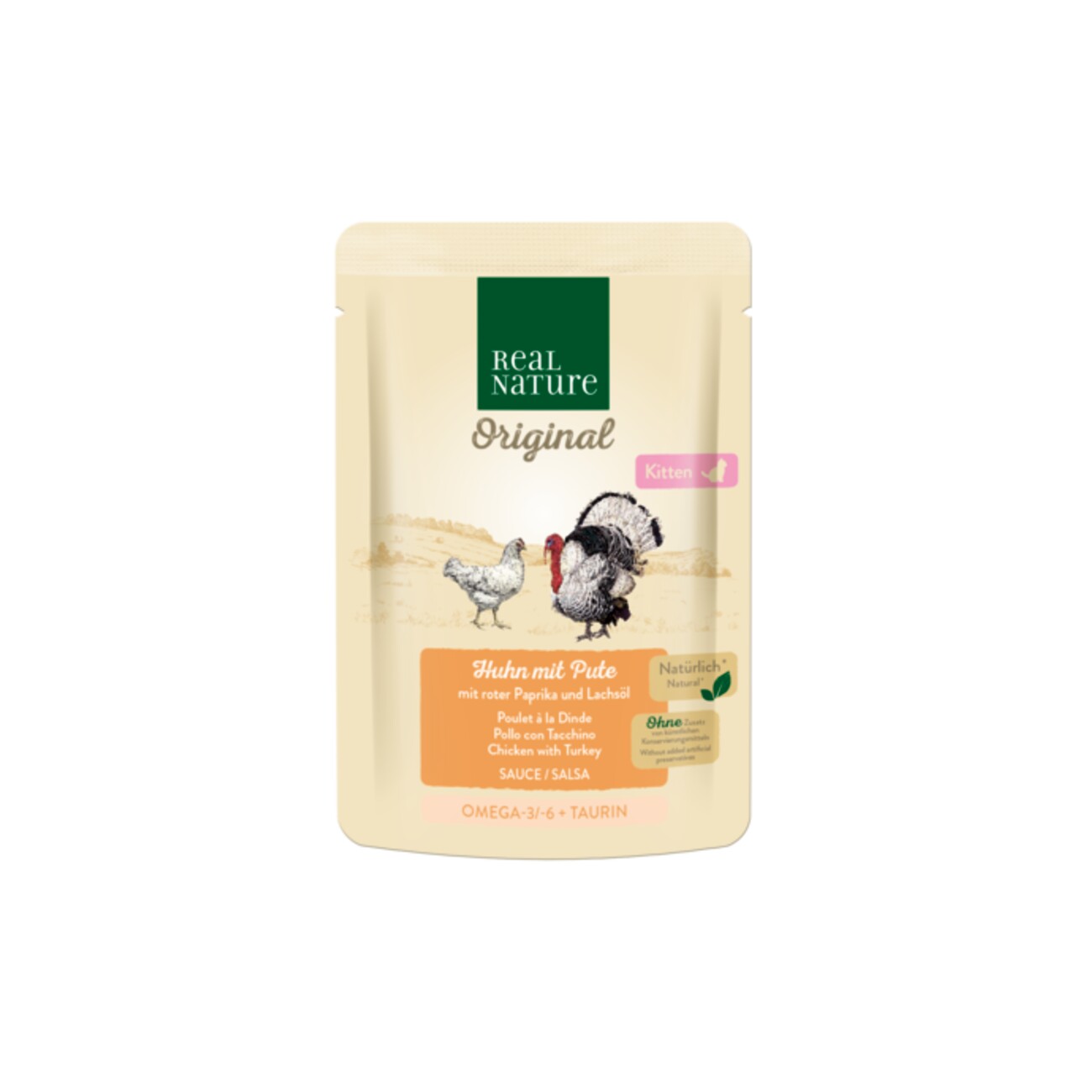REAL NATURE Original Nassfutter Katze, Kitten 12x85g Huhn mit Pute